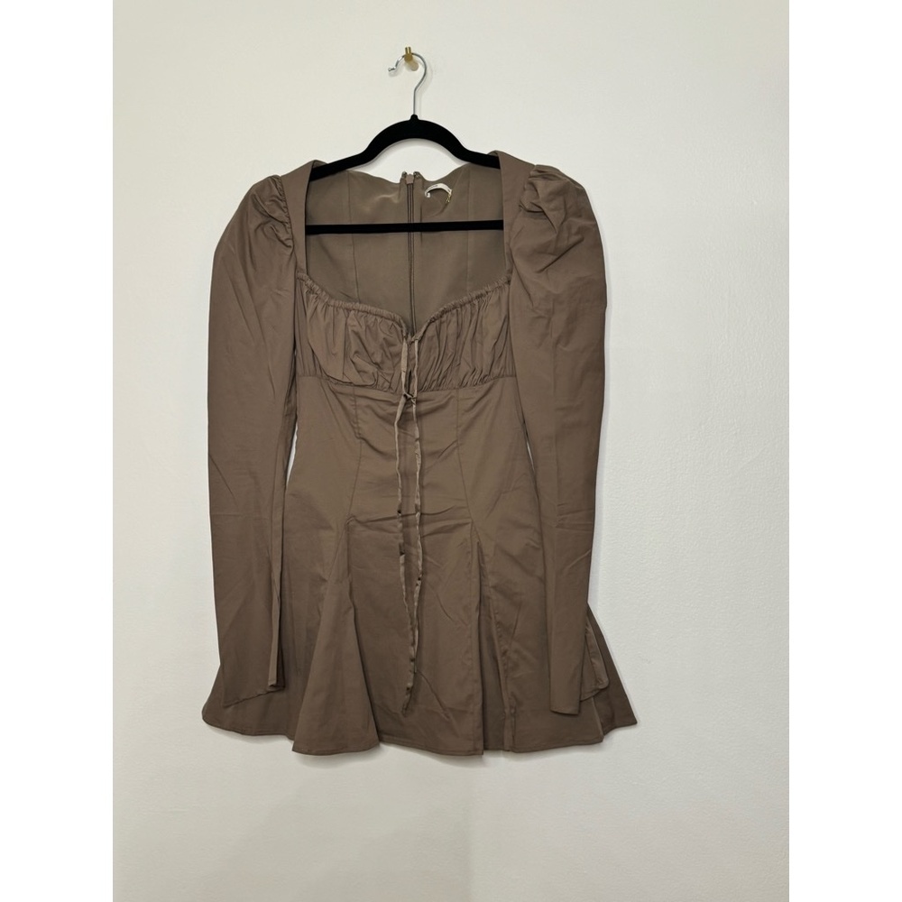 House of Cb Carlina Mocha Long Sleeve Mini Dress - Picture 10 of 14